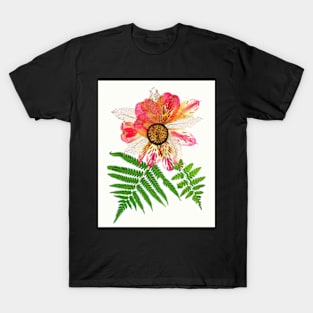 Pink Alstroemeria Pressed Flower Art Print Dried Flowers Poster Gift For Women T-Shirt